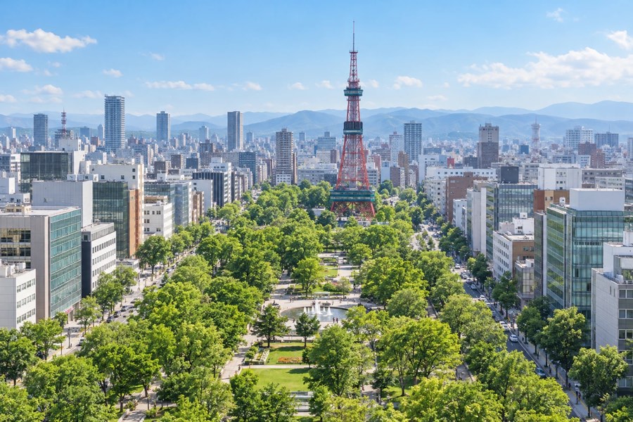 札幌の街並みと大通公園